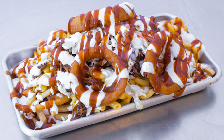 Pork mac and cheese fries